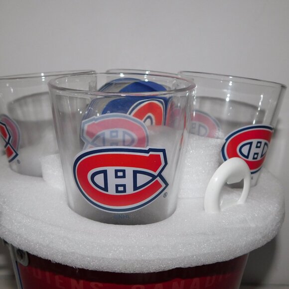 NHL Montreal Canadiens Hockey Ice Bucket 4 Glasses Bottle Opener coaster Set NEW - Picture 6 of 8